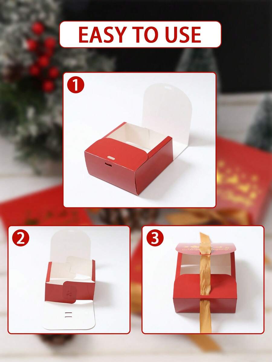 6pcs Christmas Gift Boxes with Ribbons, Santa Snowman & Reindeer Designs for Holiday Treats, Seasonal Packaging & Winter Home Decor