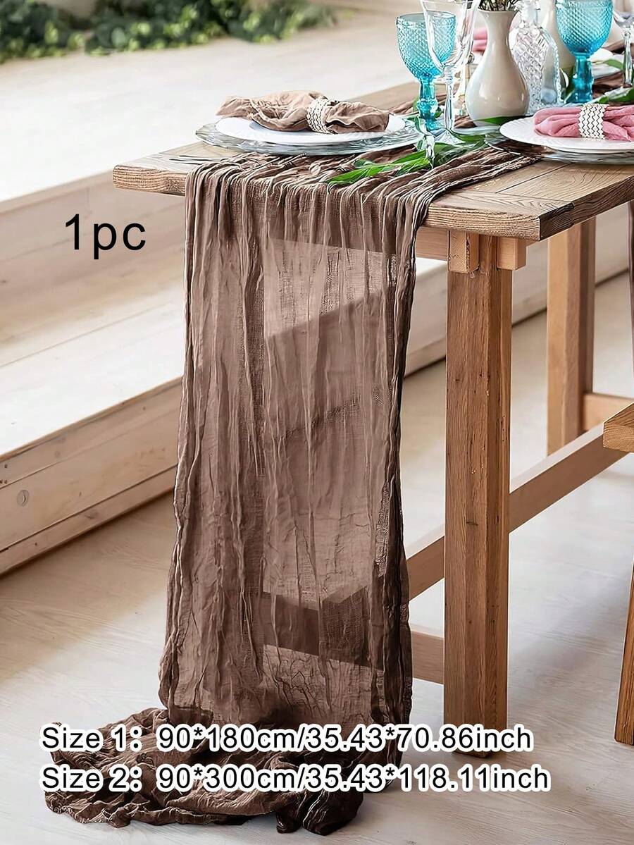 Wrinkled Cheesecloth Table Runner for Weddings and Holidays, Elegant Table Centerpiece Cloth for Christmas Dining, Birthdays, and Romantic Events