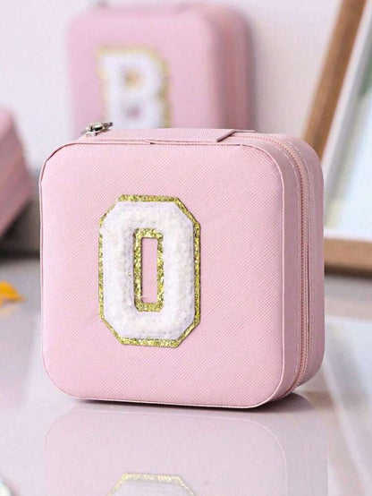 Custom Initial Travel Jewelry Organizer Box, Compact Case for Rings, Necklaces & Earrings