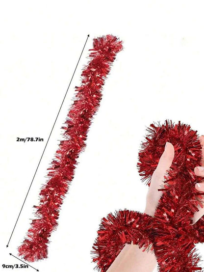 Metallic Tinsel Garland for Christmas, 1–2 Piece Shiny Glitter Streamer Decoration, Long Hanging Ornament for Trees, Parties, and Weddings