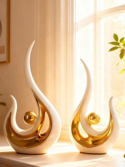 1pc Modern Abstract Resin Art Sculpture, Elegant Handmade Decorative Statue for Living Room, Bedroom or Office Desk, Minimalist Home Decor