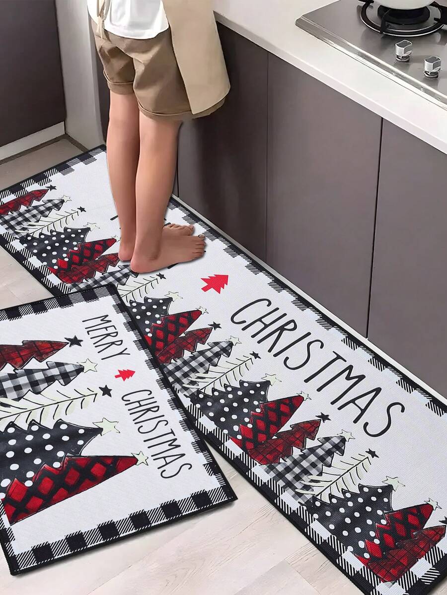 2pcs Merry Christmas Doormat Set, Gnome and Snowflake Design, Non-Slip Washable Floor Mats for Kitchen, Entryway, or Holiday Home Decoration 2026