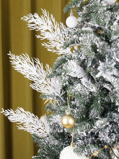 20pcs Glitter Cedar Pine Needles with Sequins, Artificial Blue and Pink Leaves for DIY Garlands, Wedding Bouquets, and Winter Holiday Home Decor