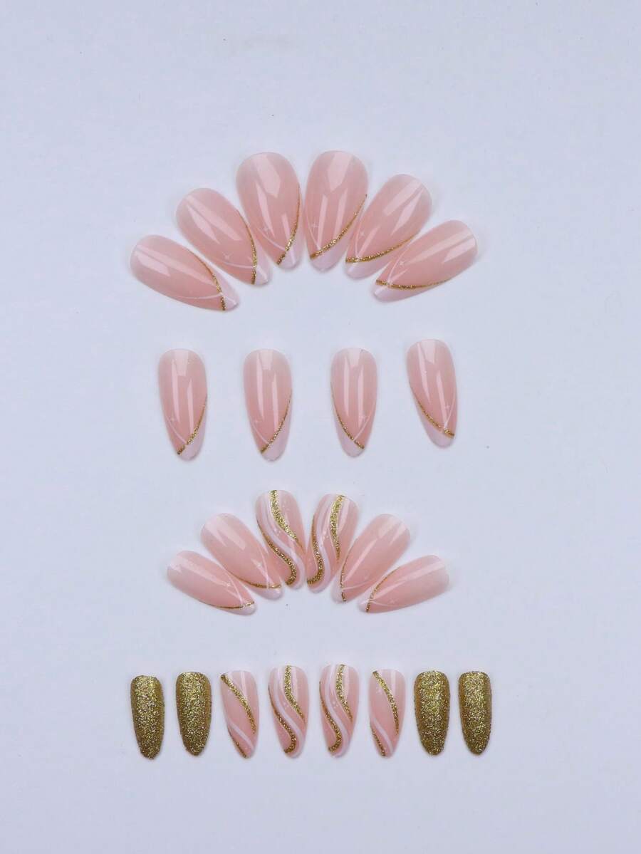 Christmas Long Almond Press On Nails 24pcs, Red French Tips With White Snowflakes And Santa Hat Design, Acrylic False Nails Set For Holiday Or Party