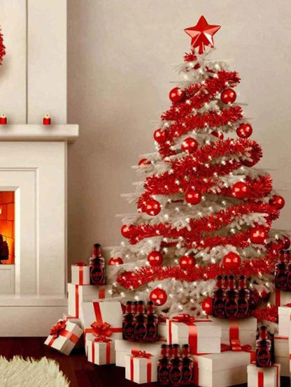 Metallic Tinsel Garland for Christmas, 1–2 Piece Shiny Glitter Streamer Decoration, Long Hanging Ornament for Trees, Parties, and Weddings