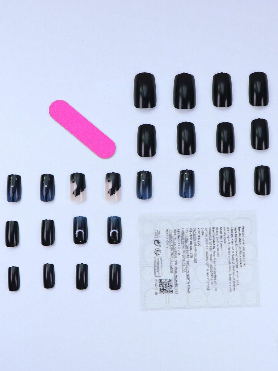 24pcs Long Ballet Christmas Press On Nails, White Snowflakes And Gingerbread Bow Design, 3D Acrylic False Nails For Women Holiday Gift