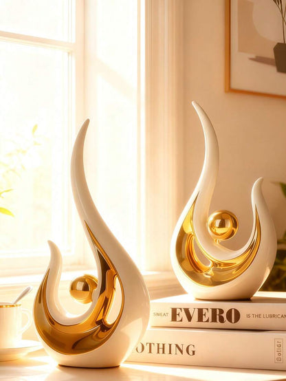 1pc Modern Abstract Resin Art Sculpture, Elegant Handmade Decorative Statue for Living Room, Bedroom or Office Desk, Minimalist Home Decor