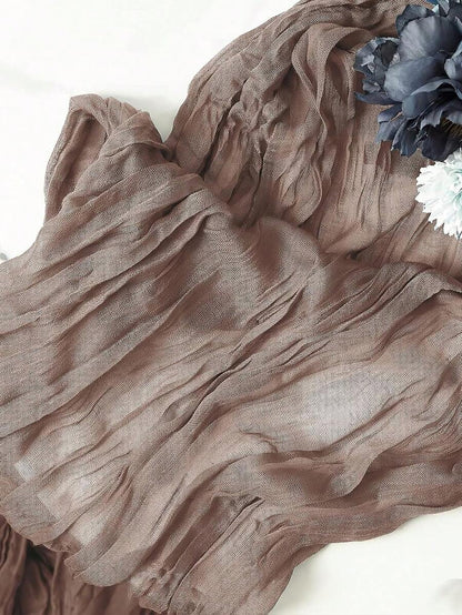 Wrinkled Cheesecloth Table Runner for Weddings and Holidays, Elegant Table Centerpiece Cloth for Christmas Dining, Birthdays, and Romantic Events