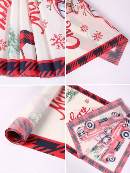 Gingerbread Man Christmas Table Runner, 35x180cm Polyester Holiday Table Flag, Festive Dining Room Décor for Christmas & Winter Home Use