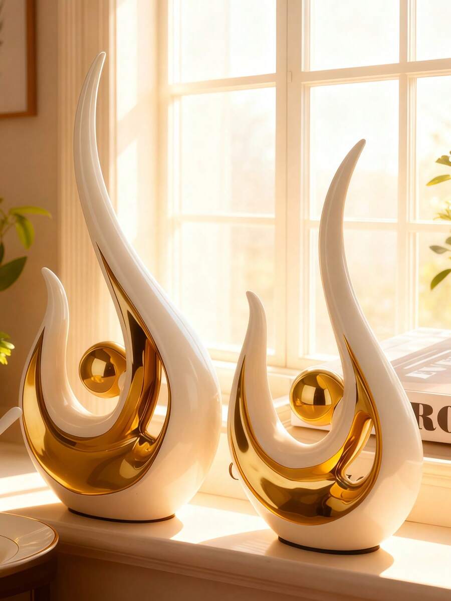 1pc Modern Abstract Resin Art Sculpture, Elegant Handmade Decorative Statue for Living Room, Bedroom or Office Desk, Minimalist Home Decor