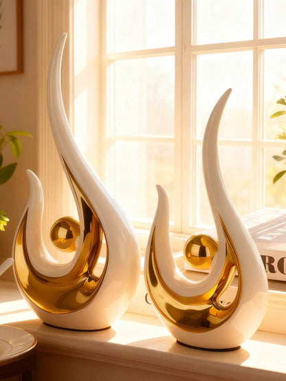 1pc Modern Abstract Resin Art Sculpture, Elegant Handmade Decorative Statue for Living Room, Bedroom or Office Desk, Minimalist Home Decor