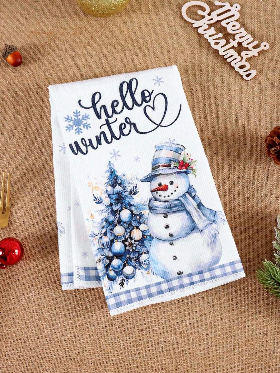 2pcs Christmas Gnome Hand Towels, Red & Black Plaid Microfiber Kitchen & Bathroom Towels, Soft Absorbent Holiday Home Decor