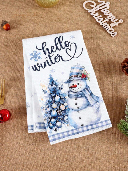 2pcs Christmas Gnome Hand Towels, Red & Black Plaid Microfiber Kitchen & Bathroom Towels, Soft Absorbent Holiday Home Decor