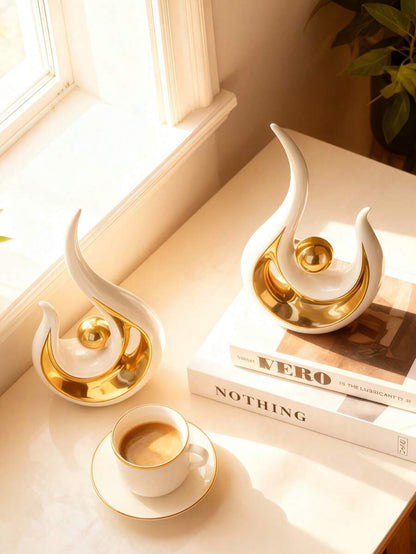 1pc Modern Abstract Resin Art Sculpture, Elegant Handmade Decorative Statue for Living Room, Bedroom or Office Desk, Minimalist Home Decor