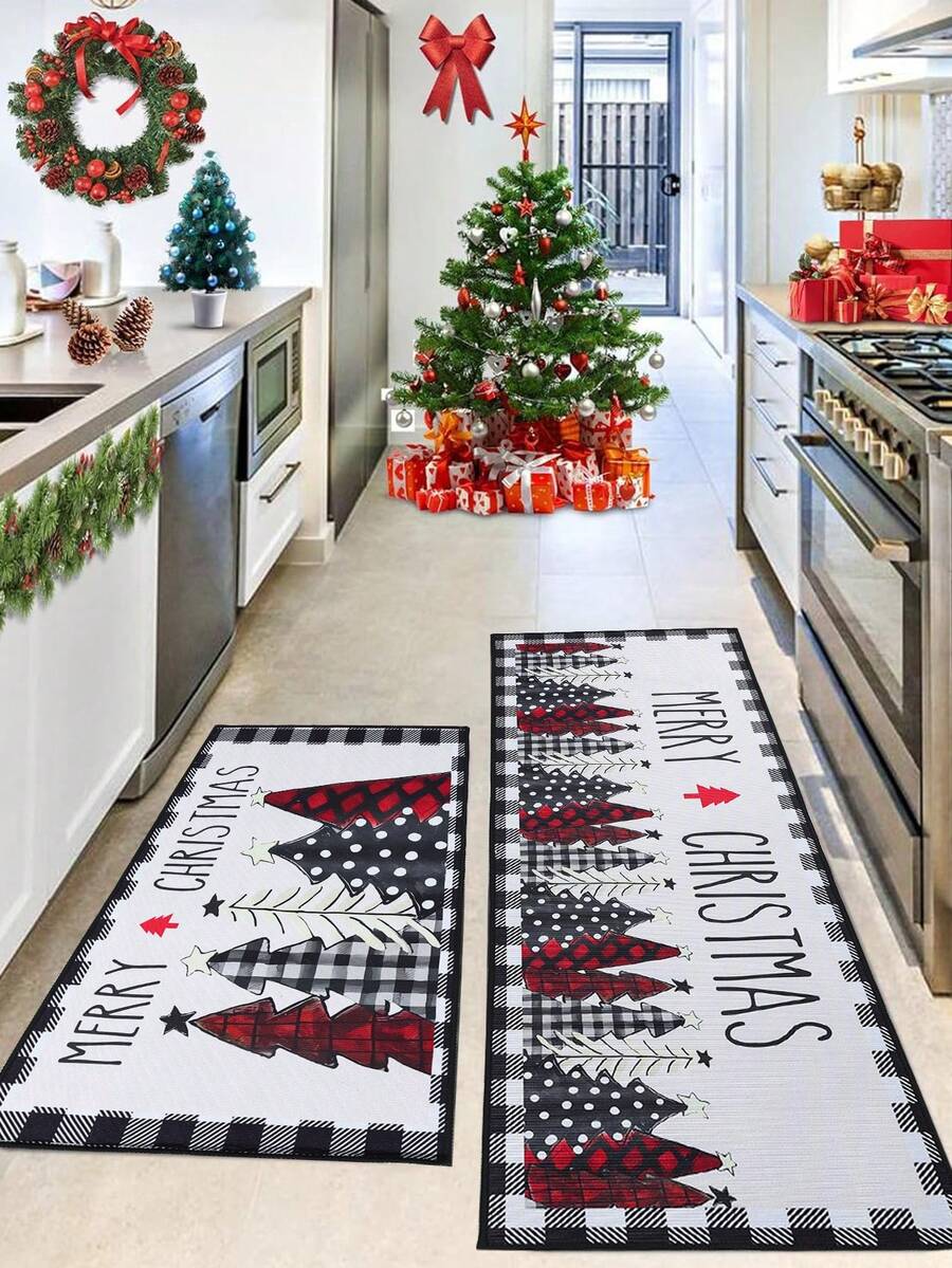 2pcs Merry Christmas Doormat Set, Gnome and Snowflake Design, Non-Slip Washable Floor Mats for Kitchen, Entryway, or Holiday Home Decoration 2026