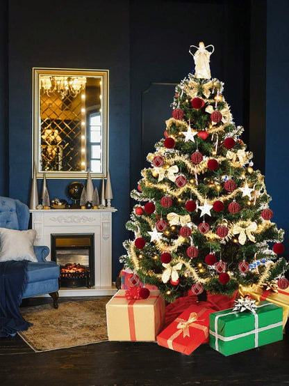 9pcs Green Velvet Christmas Tree Ball Ornaments, Flocked Painted Shatterproof Hanging Décor for Holiday Trees & Home Display