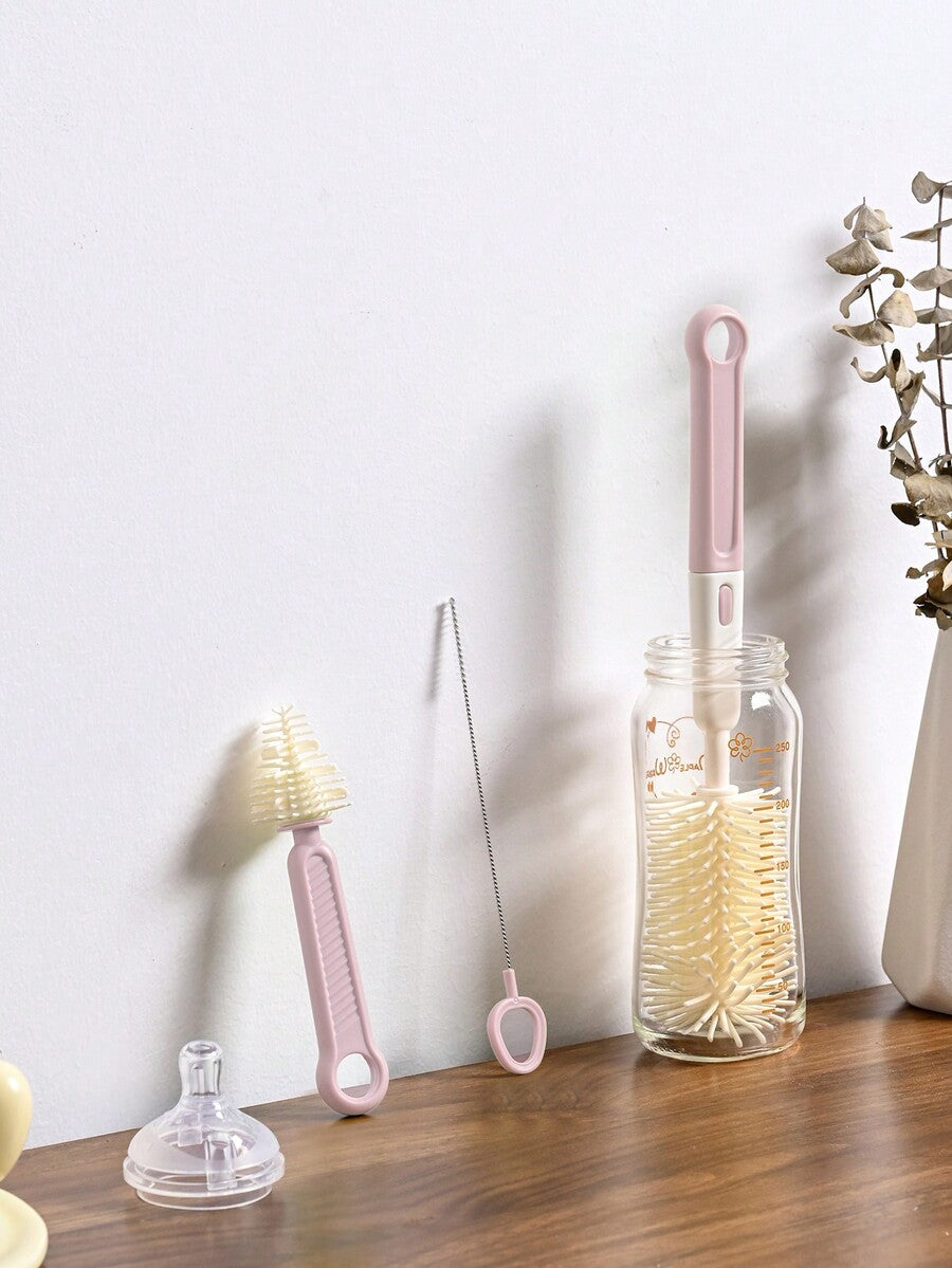 6-in-1 Baby Silicone Bottle Cleaning Set with Pacifier Brush, Straw Cleaner and Bottle Mouth Brush, Soft Bristle Tools for Newborn Feeding Essentials