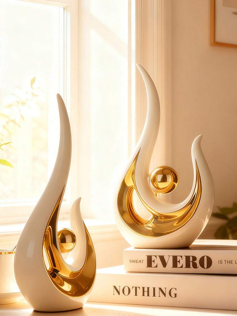 1pc Modern Abstract Resin Art Sculpture, Elegant Handmade Decorative Statue for Living Room, Bedroom or Office Desk, Minimalist Home Decor