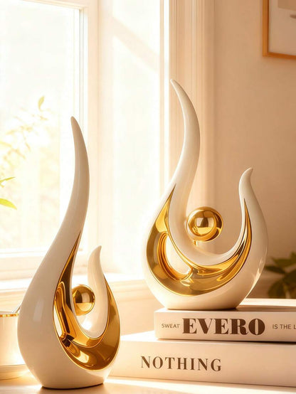 1pc Modern Abstract Resin Art Sculpture, Elegant Handmade Decorative Statue for Living Room, Bedroom or Office Desk, Minimalist Home Decor