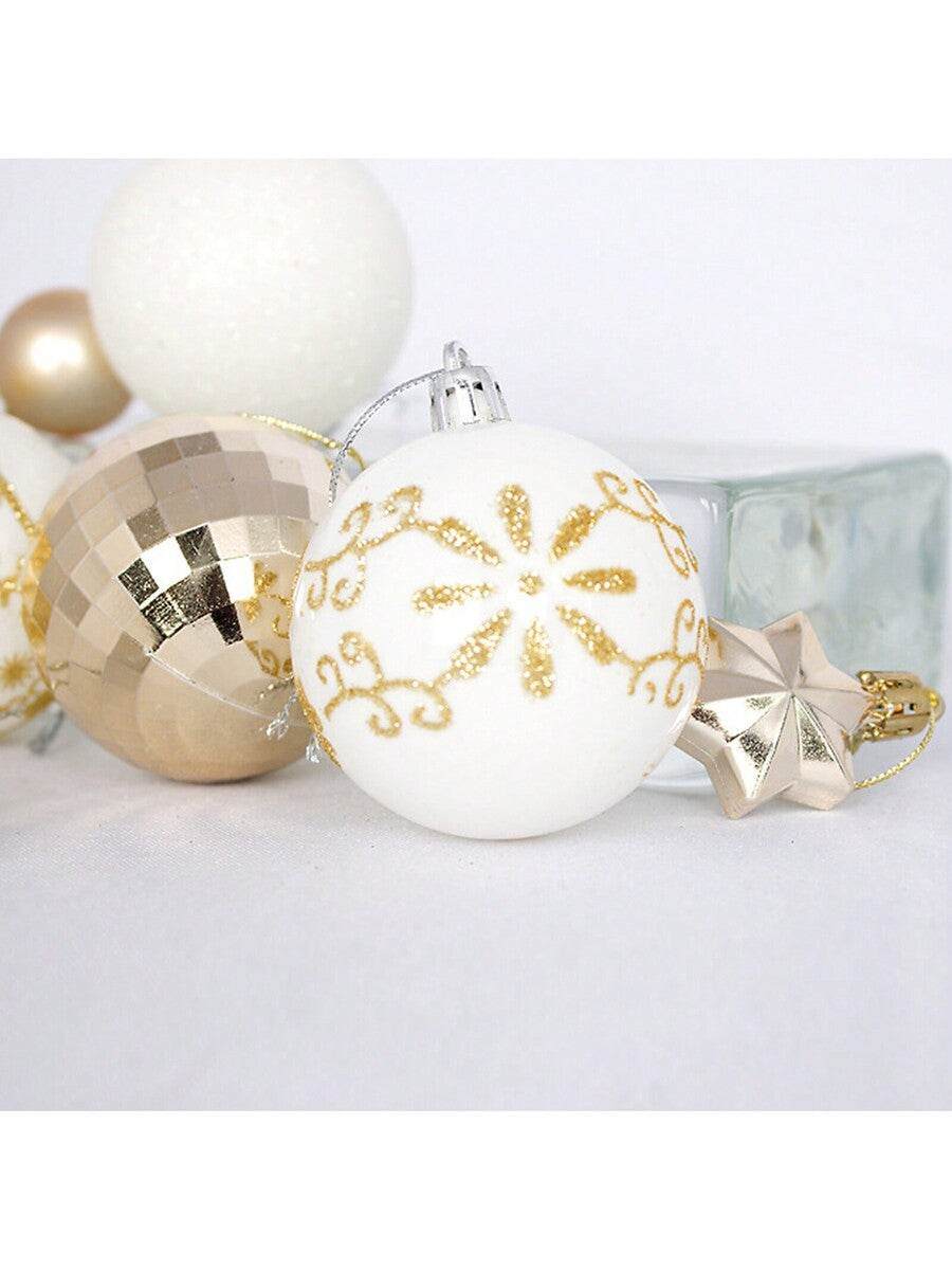 44pcs Sequined Christmas Tree Ball Ornaments, Glitter Decorative Holiday Tree Baubles, Perfect for Christmas Parties and Home Decoration