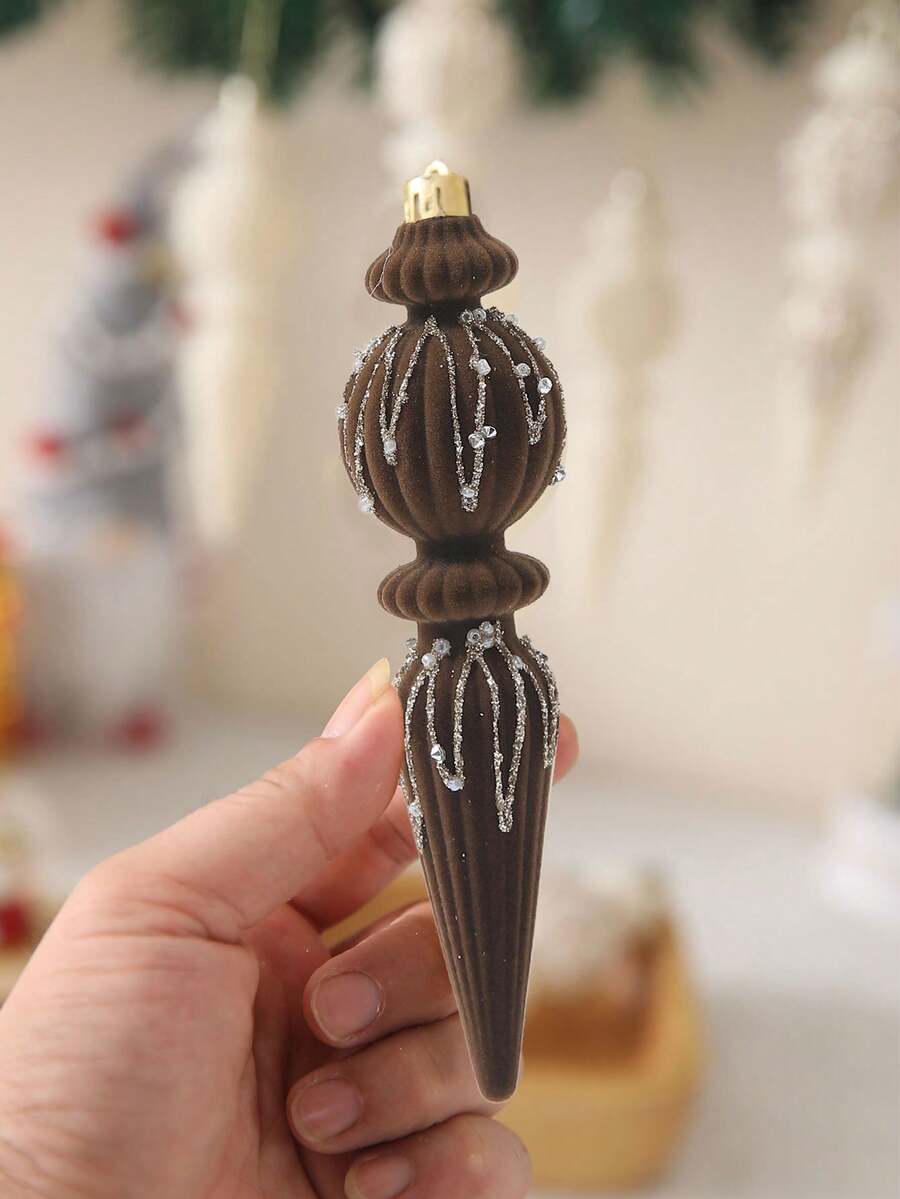 6/12pcs Velvet Christmas Ornament Set (7"), Textured Shatterproof Burgundy Tree Decorations, Elegant Holiday Home Decor