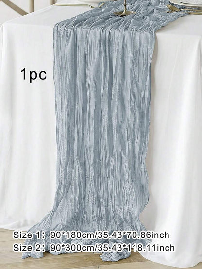 Wrinkled Cheesecloth Table Runner for Weddings and Holidays, Elegant Table Centerpiece Cloth for Christmas Dining, Birthdays, and Romantic Events