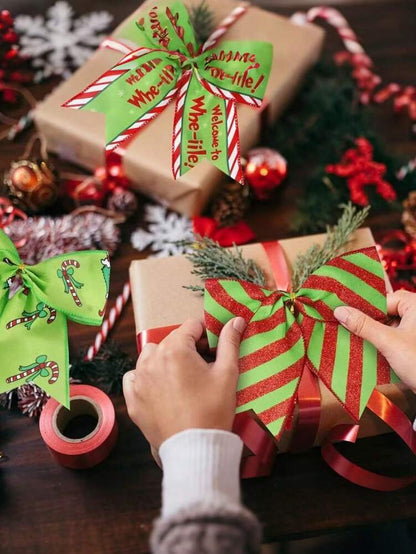 6-Piece Red and Green Christmas Ribbon Set, Large Decorative Wreath and Tree Ribbons for Gift Wrapping, Holiday Crafts, and Outdoor Christmas Decor