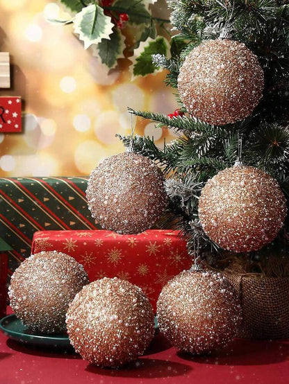 12pcs Champagne Christmas Ball Ornaments, 3.15-Inch Shatterproof Baubles, Elegant Tree Decorations for Weddings, Holidays, and Party Displays