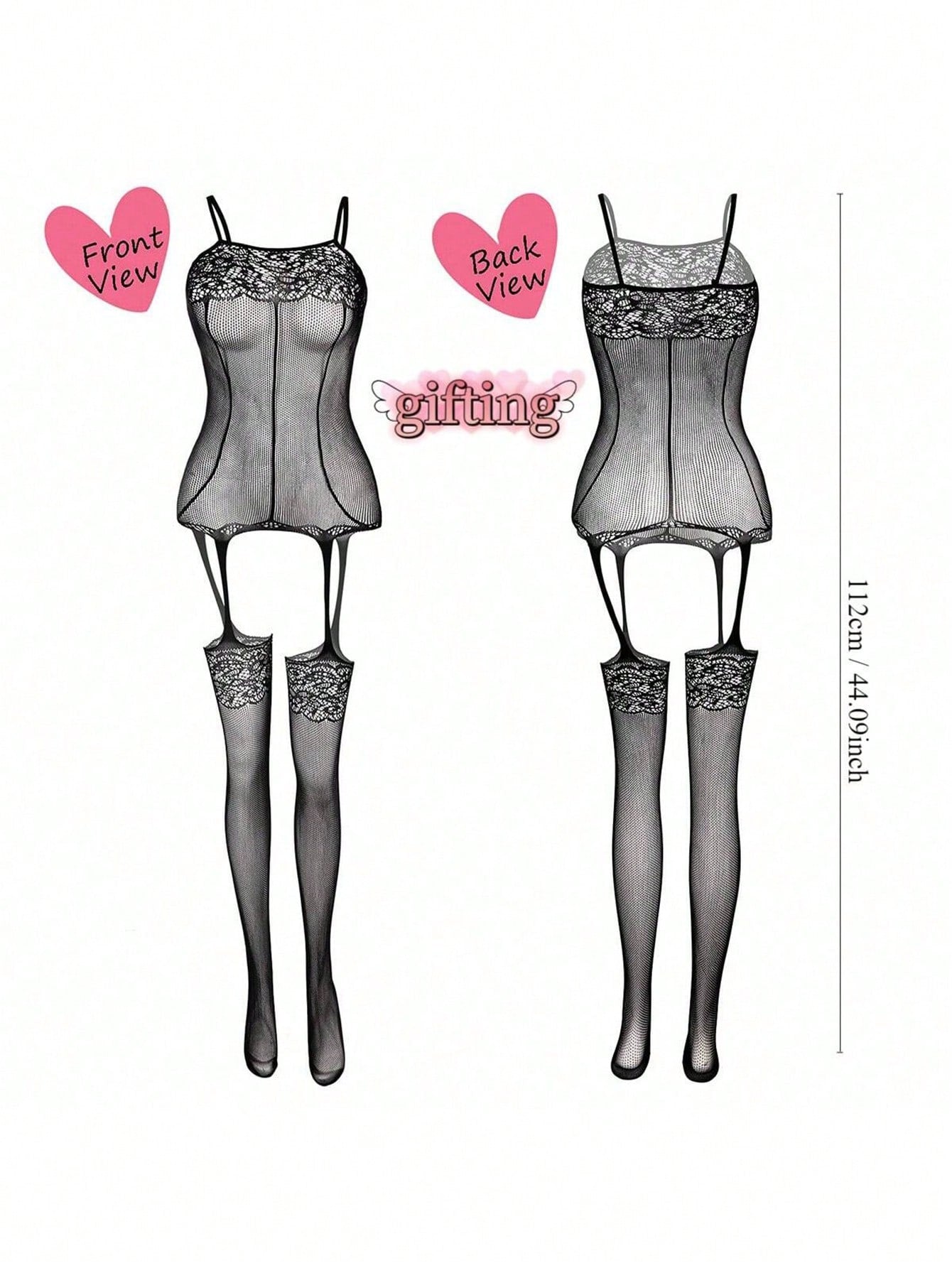 4pcs Women's Lace Stockings Lingerie Floral Fishnet Bodysuits Lingerie Nightwear For Romantic Date Wearing