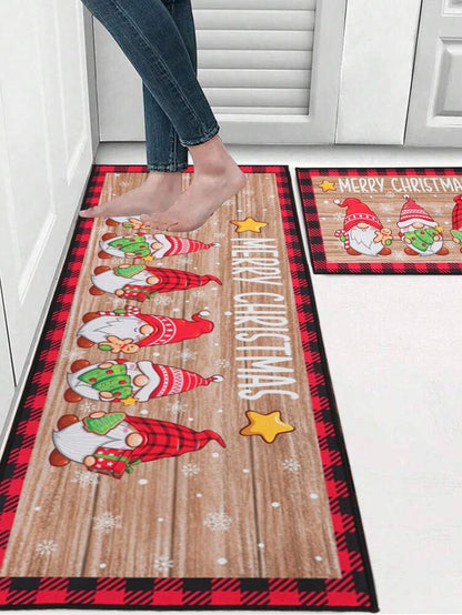 2pcs Merry Christmas Doormat Set, Gnome and Snowflake Design, Non-Slip Washable Floor Mats for Kitchen, Entryway, or Holiday Home Decoration 2026