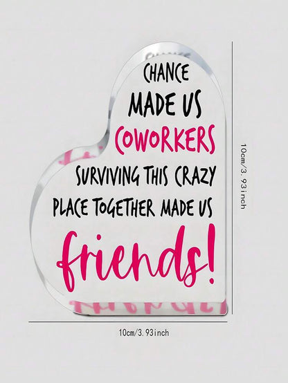 Heart-Shaped Acrylic Table Decor, Friendship Gift for Friends or Loved Ones, Perfect Birthday or Holiday Keepsake for Bedroom, Living Room, or Office