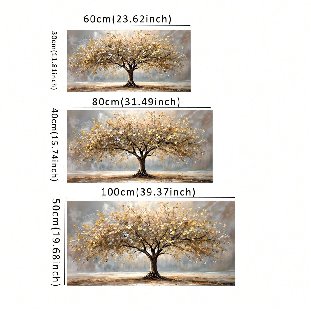 1pc Tree of Life Canvas Wall Art, Golden Autumn Landscape Print, Modern Minimalist Home Decor for Living Room or Bedroom