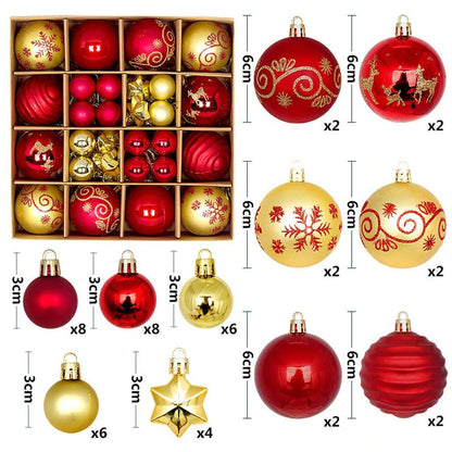 44pcs Sequined Christmas Tree Ball Ornaments, Glitter Decorative Holiday Tree Baubles, Perfect for Christmas Parties and Home Decoration