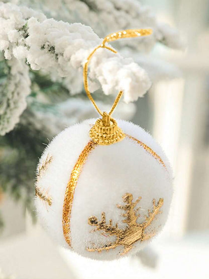 6pcs Christmas Snowball Hanging Ornaments, White and Gold Snowflake Design, Soft Foam Baubles for Christmas Trees, Parties, and Winter Fireplace Decor