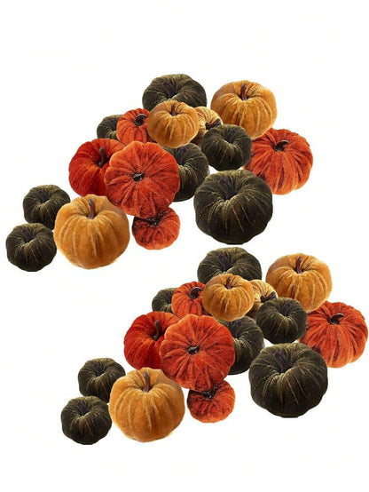 6pcs Faux Velvet Fabric Pumpkins, Elegant Fall Decorations for Home, Perfect for Thanksgiving Centerpieces, Weddings, or Farmhouse Table Displays