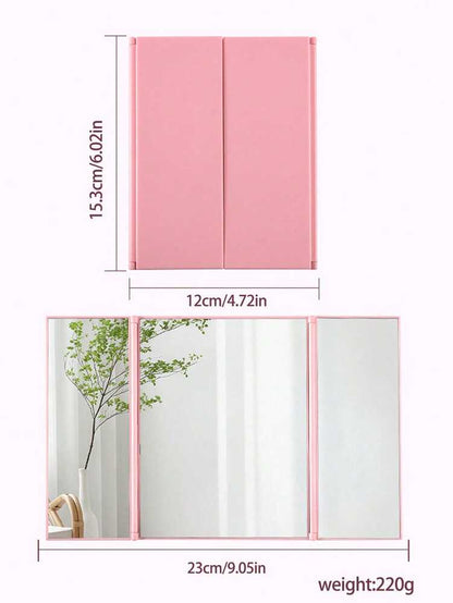 3-Sided Foldable Makeup Mirror, Ultra-Thin Portable Vanity Mirror for Travel or Home, Adjustable Compact Beauty Mirror Gift for Women (1pc)