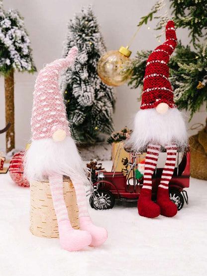 Christmas Faceless Gnome Doll with Spiral Hair, Cute Sitting Elf Decoration for Desks, Tables & Holiday Home or Office Decor