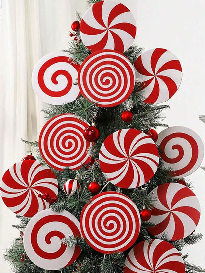 8pcs/4pcs/1pc Peppermint Lollipop Christmas Tree Picks, Red & White Candy Ornament Decorations for Holiday Trees, Floral Arrangements & Home Decor