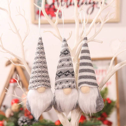 3pcs Knitted Forest Gnome Ornaments, Faceless Plush Dolls for Christmas Tree Decoration, Cute Holiday Figurines for Winter Home and Party Decor