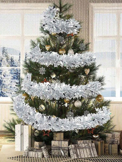 Metallic Tinsel Garland for Christmas, 1–2 Piece Shiny Glitter Streamer Decoration, Long Hanging Ornament for Trees, Parties, and Weddings