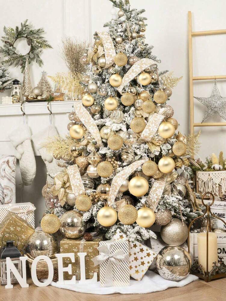 44-Piece Christmas Ball Ornament Set, Shatterproof Hanging Baubles for Christmas Tree, Wedding or Office Decor, Multi-Size Holiday Decorations