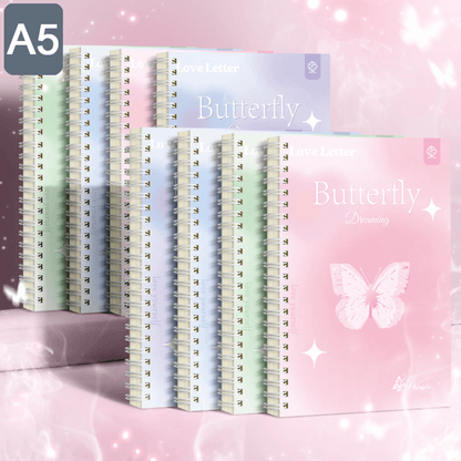 4pcs A5 Spiral Notebooks Set, 120 Pages Each, Butterfly and Love Letter Design, Elegant Lined Journals for School or Office Supplies