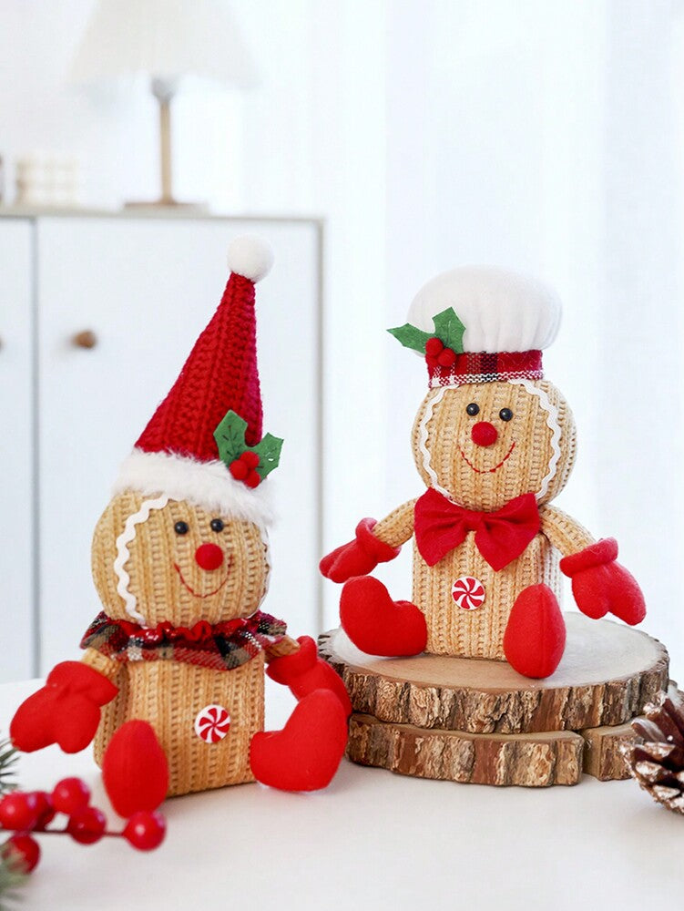 Gingerbread Man Christmas Decorations, Two Adorable Styles for Tabletop or Fireplace Display, Festive Holiday Ornaments for Home Decor