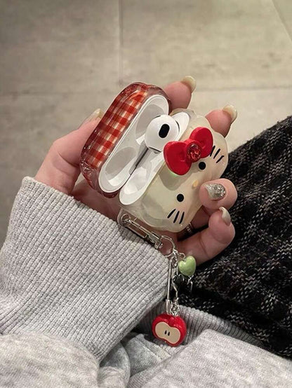 1pc Cartoon Kitty Bluetooth Earbud Case, Cute 3D Heart & Butterfly Protective Cover Compatible with AirPods 1/2/3/Pro, Drop-Resistant Pink Design