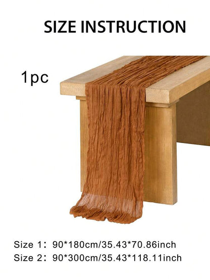 Wrinkled Cheesecloth Table Runner for Weddings and Holidays, Elegant Table Centerpiece Cloth for Christmas Dining, Birthdays, and Romantic Events