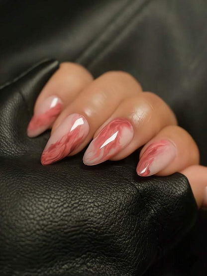 24pcs Medium Almond Press On Nails, Gradient Ombre Design, Elegant Full Cover Acrylic Nails For Women Summer Daily Nail Art Look