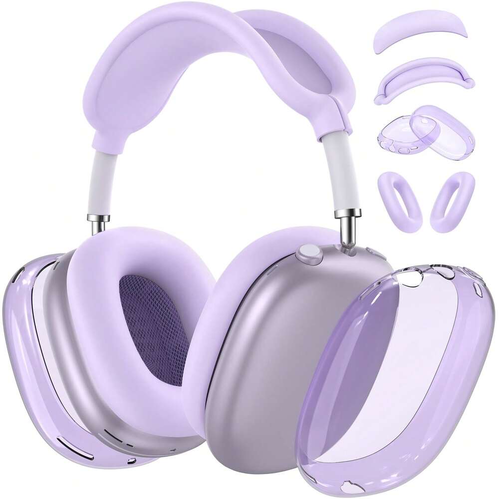4-in-1 Clear Silicone Protective Set for AirPods Max, Transparent TPU Headband & Ear Cup Covers, Anti-Scratch Compatible with AirPods Max (USB-C)