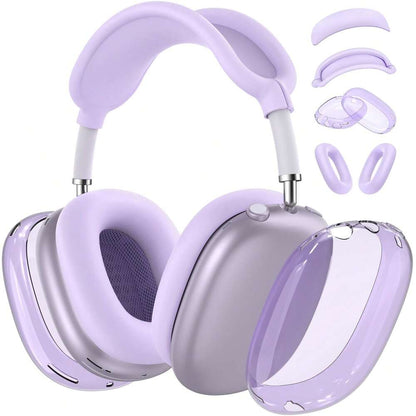 4-in-1 Clear Silicone Protective Set for AirPods Max, Transparent TPU Headband & Ear Cup Covers, Anti-Scratch Compatible with AirPods Max (USB-C)