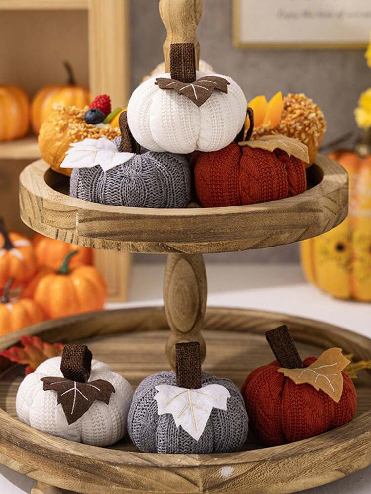 Knitted Orange Pumpkin Hanging Decoration, 1/3pcs Thanksgiving Harvest Ornaments for Home, Table, or Party Displays, Autumn and Fall Festival Decor