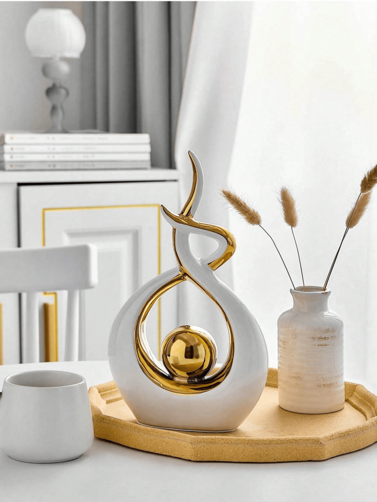 1pc Modern Abstract Resin Art Sculpture, Elegant Handmade Decorative Statue for Living Room, Bedroom or Office Desk, Minimalist Home Decor